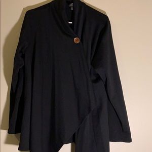 Black top button sweater